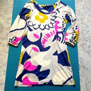 French Connection Retro A-Line Shift Dress w/Removable Belt Tie Multi-color sz 4